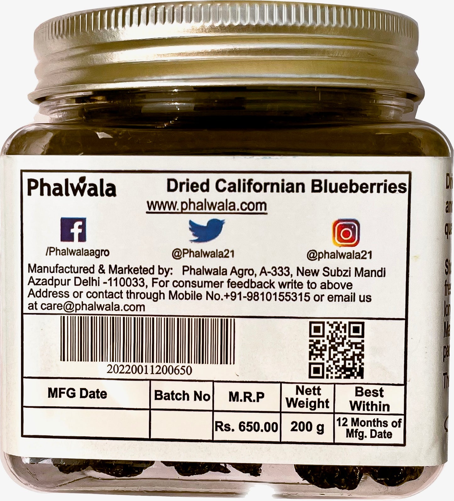 Californian Dried Blueberries