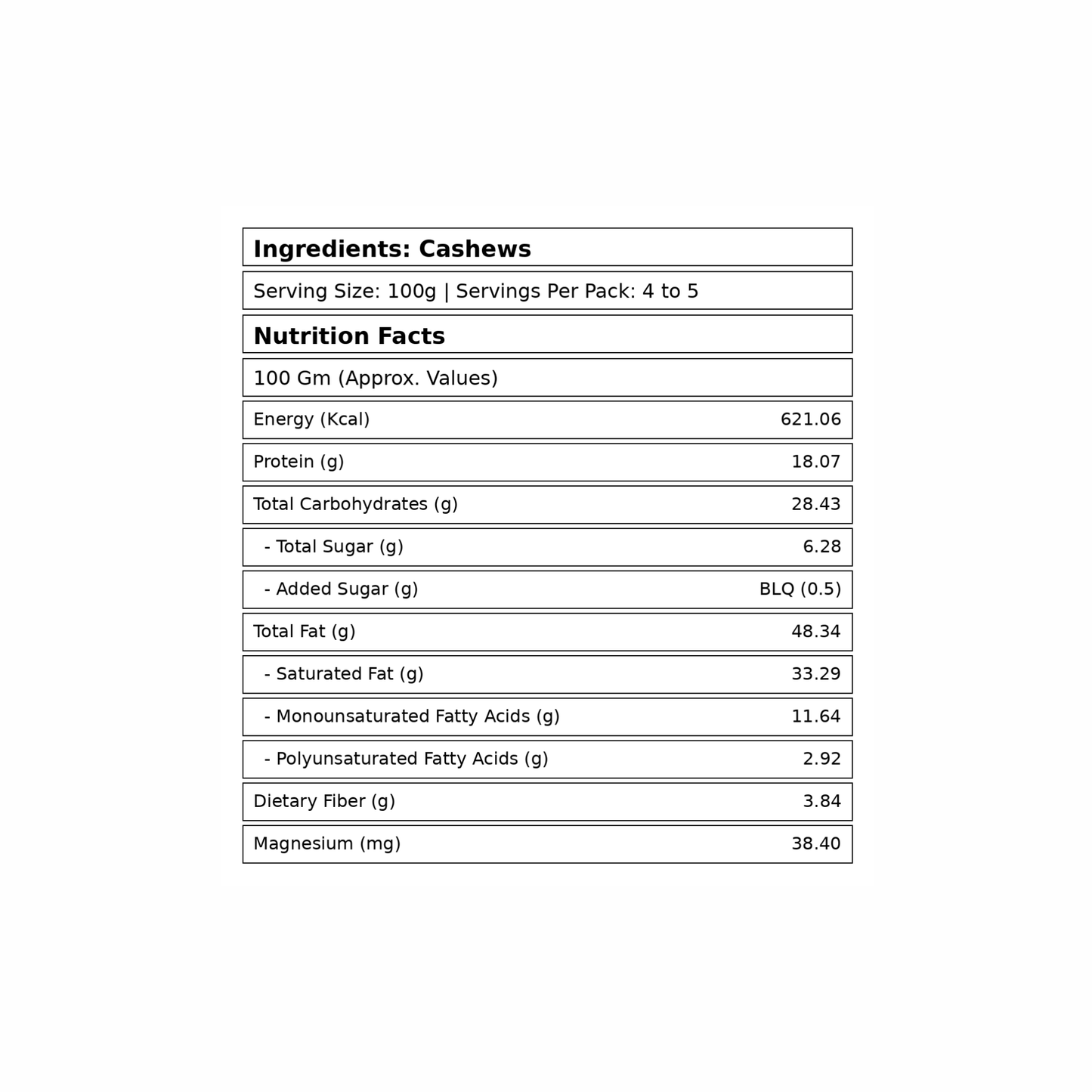 Cashews Snack Pack (500 gms)